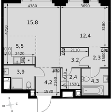 Квартира 54 м², 2-комнатная - изображение 2