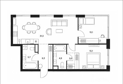 Квартира 77,3 м², 3-комнатная - изображение 2