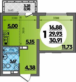 Квартира 30,9 м², студия - изображение 1