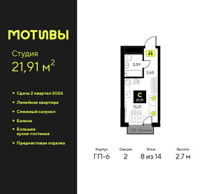 Квартира 21,9 м², студия - изображение 1