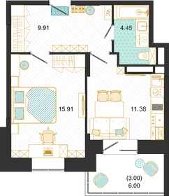 Квартира 44,7 м², 1-комнатная - изображение 1