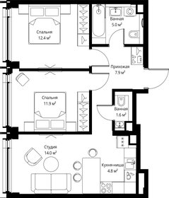 Квартира 57,6 м², 2-комнатная - изображение 2