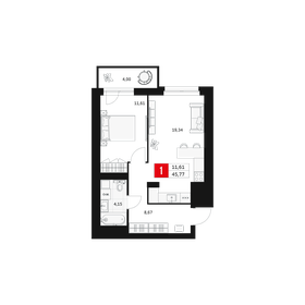 Квартира 45,8 м², 1-комнатная - изображение 1