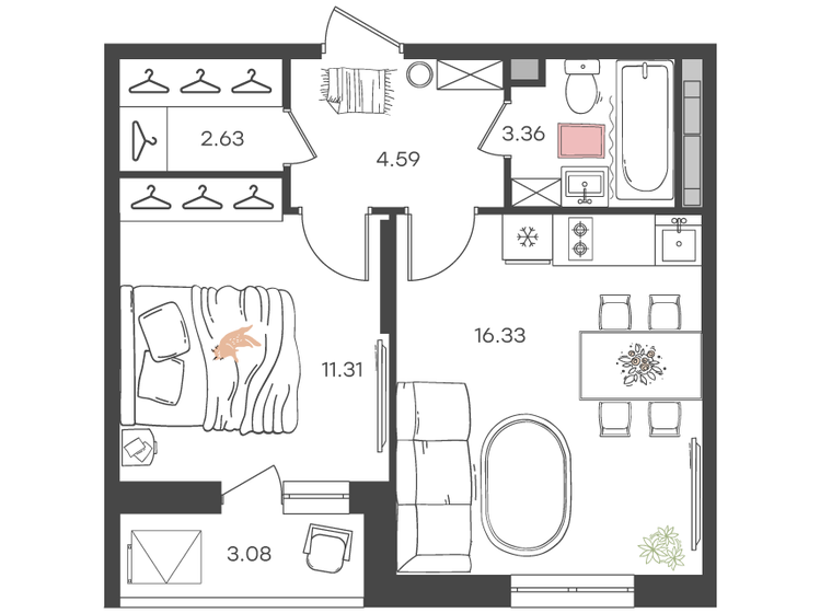 37,6 м², 2-комнатная квартира 6 288 600 ₽ - изображение 20