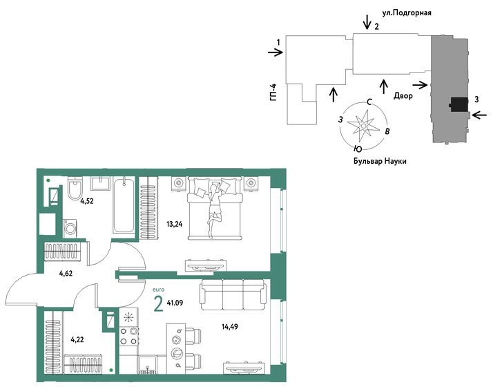 32,6 м², 2-комнатная квартира 5 869 565 ₽ - изображение 14