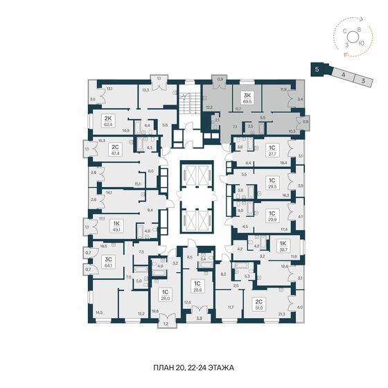 21,9 м², квартира-студия 4 550 000 ₽ - изображение 20