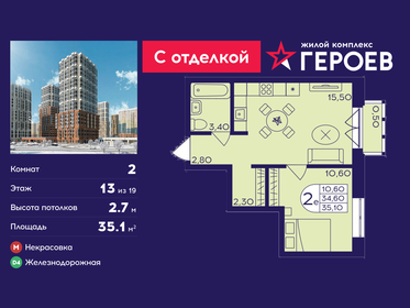 Квартира 35,1 м², 2-комнатная - изображение 1