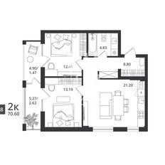 Квартира 70,6 м², 2-комнатная - изображение 3