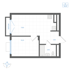 Квартира 36,2 м², 1-комнатная - изображение 3