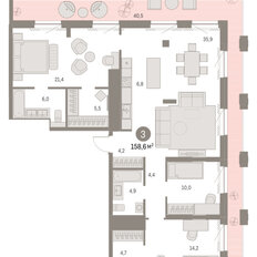 Квартира 158,6 м², 3-комнатная - изображение 3
