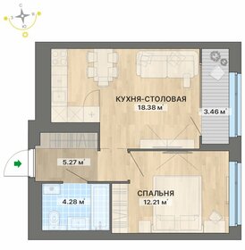 Квартира 43,6 м², 1-комнатная - изображение 1