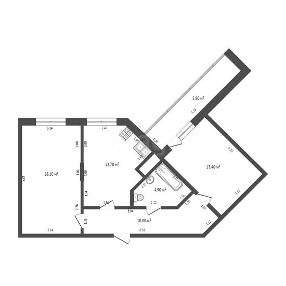 53 м², 2-комнатная квартира 7 800 000 ₽ - изображение 30