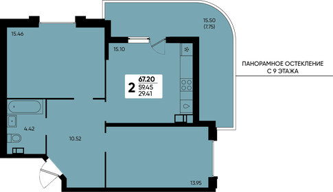 Квартира 67,2 м², 2-комнатная - изображение 1