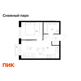 Квартира 34 м², 1-комнатная - изображение 1