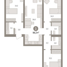 Квартира 96,2 м², 3-комнатная - изображение 3
