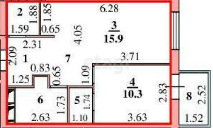 Квартира 44,5 м², 1-комнатная - изображение 1