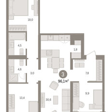 Квартира 96,1 м², 3-комнатная - изображение 3
