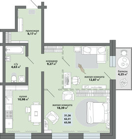 Квартира 63,6 м², 2-комнатная - изображение 1