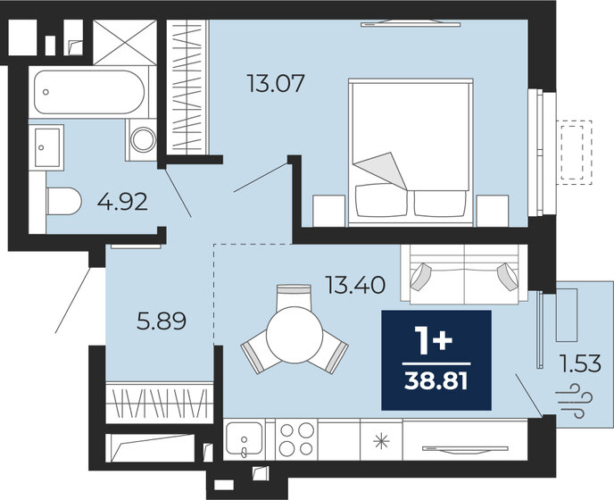 36,3 м², 1-комнатная квартира 4 124 800 ₽ - изображение 26