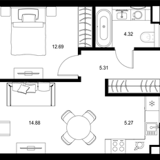 Квартира 42,5 м², 1-комнатная - изображение 3