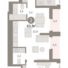 Квартира 63,5 м², 2-комнатная - изображение 3