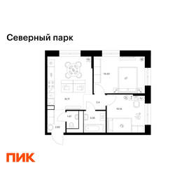 Квартира 49,3 м², 2-комнатная - изображение 1