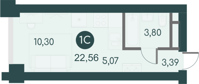Квартира 22,6 м², студия - изображение 1