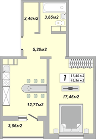 Квартира 43,4 м², 1-комнатная - изображение 1