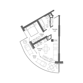 Квартира 53,9 м², 2-комнатная - изображение 1
