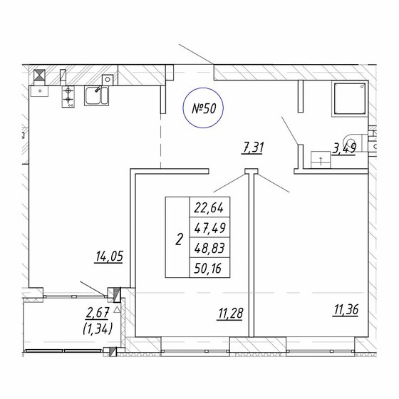 51,8 м², 2-комнатная квартира 8 025 900 ₽ - изображение 74