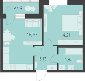Квартира 42,8 м², 1-комнатная - изображение 1