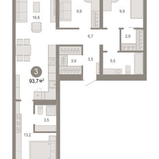 Квартира 93,7 м², 3-комнатная - изображение 3