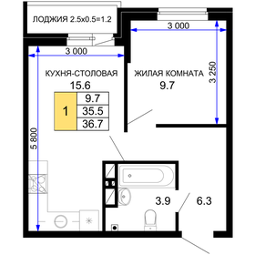 Квартира 37,2 м², 1-комнатная - изображение 1