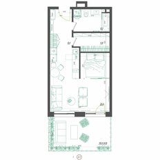 Квартира 51 м², 1-комнатная - изображение 3