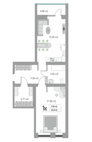 Квартира 66,3 м², 1-комнатная - изображение 1