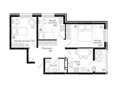 Квартира 56,4 м², 3-комнатная - изображение 1