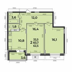 Квартира 62,5 м², 2-комнатная - изображение 4