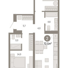 Квартира 72,5 м², 2-комнатная - изображение 3