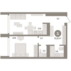 Квартира 51,6 м², 1-комнатная - изображение 3