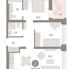 Квартира 63,1 м², 2-комнатная - изображение 3