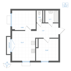 Квартира 49,4 м², 2-комнатная - изображение 3