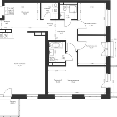 Квартира 128,7 м², 3-комнатная - изображение 2