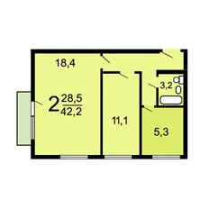 Квартира 42,2 м², 2-комнатная - изображение 2