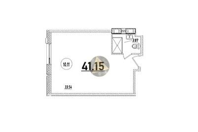 Квартира 41,2 м², студия - изображение 1