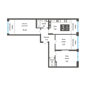 Квартира 87,8 м², 3-комнатная - изображение 1