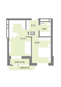 Квартира 40,9 м², 1-комнатная - изображение 1