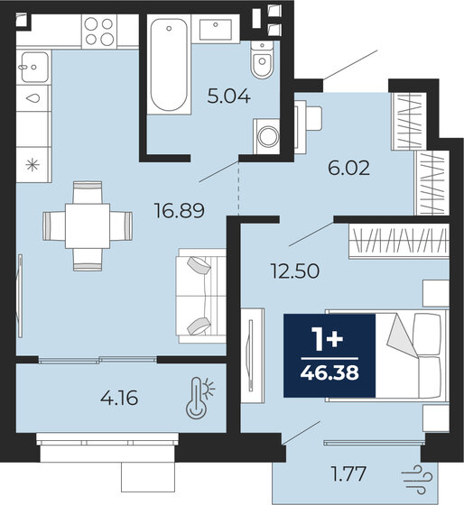 36,3 м², 1-комнатная квартира 4 124 800 ₽ - изображение 21