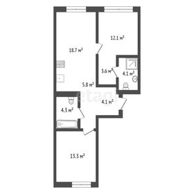 Квартира 66,6 м², 2-комнатная - изображение 1