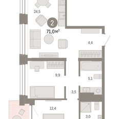 Квартира 71 м², 2-комнатная - изображение 3