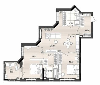 Квартира 88,5 м², 3-комнатная - изображение 2